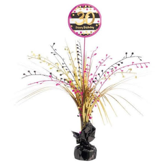 (10 Piece) 30th Birthday Pink & Gold Decorations - Picture 14 of 15